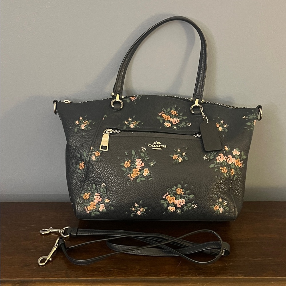 Coach Black Floral Satchel Bag